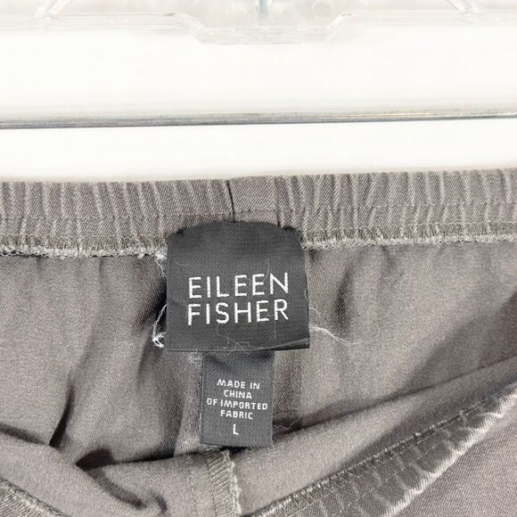 Eileen Fisher Large Pants Gray Crop Ankle Pull On Elastic Waist Mid Rise 1189 - Picture 7 of 8
